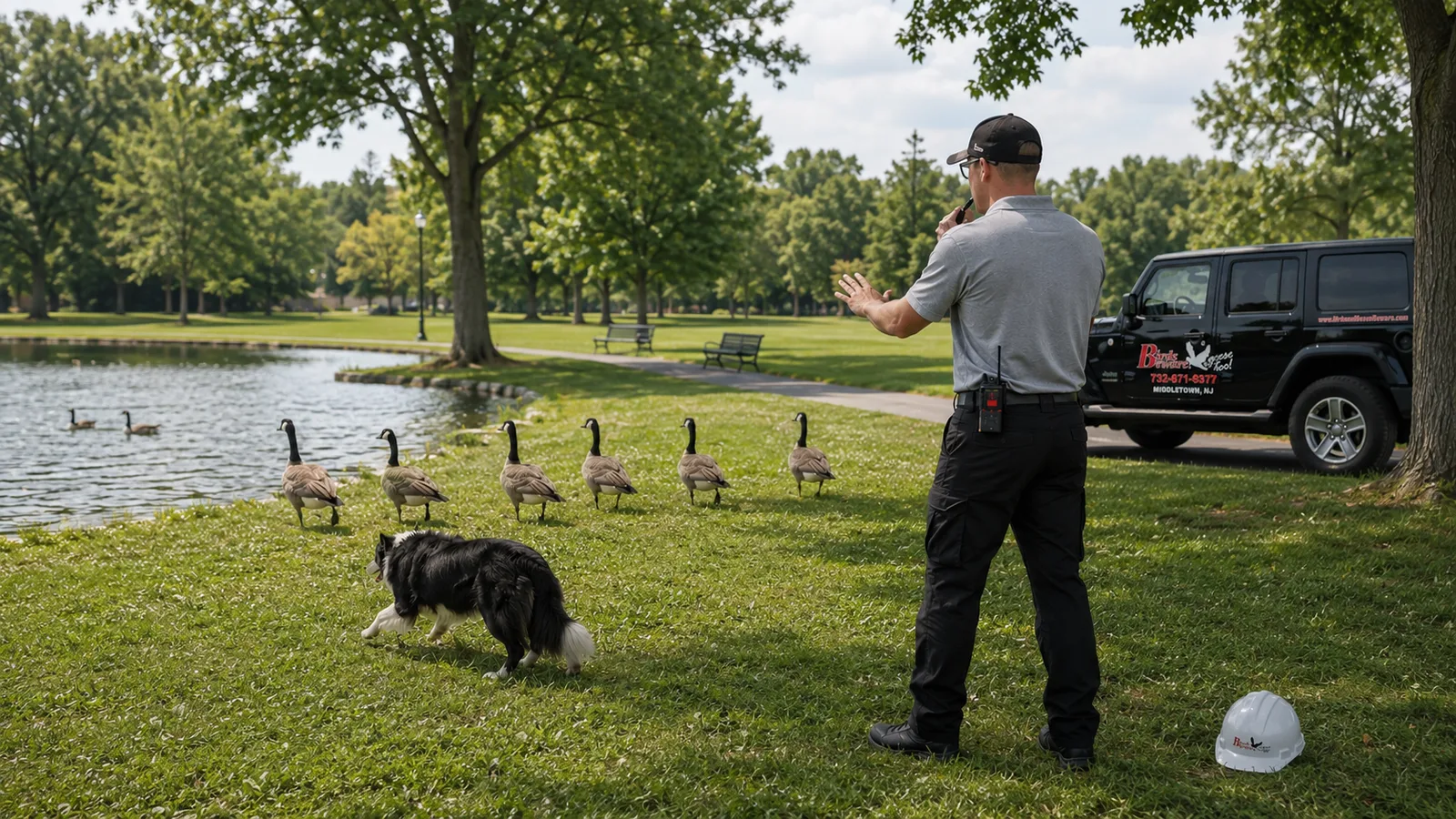 Humane Canada geese control and removal work on a client property